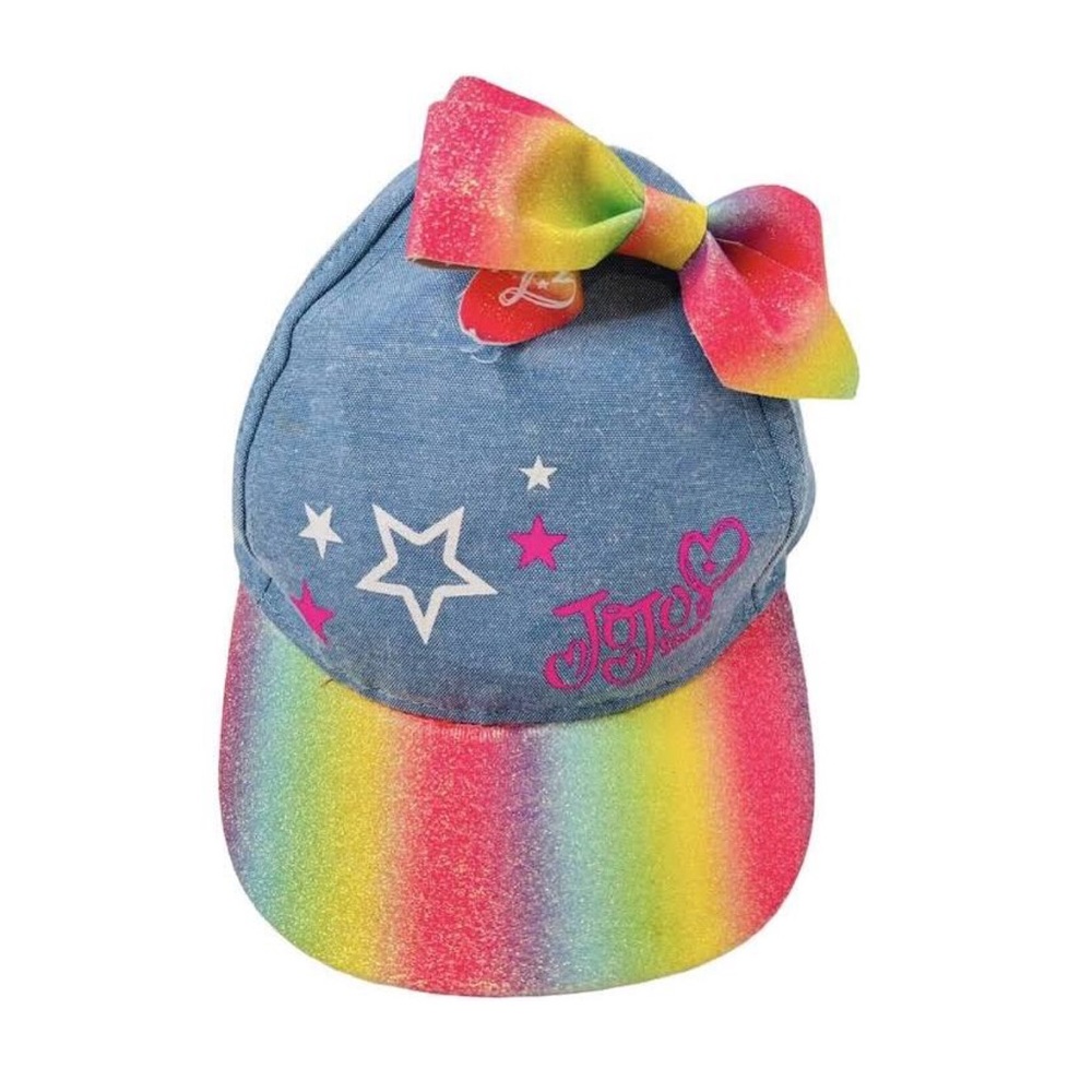 JoJo Siwa Nickelodeon Denim Hat Rainbow Bow Star Pink Adjustable Cotton Glitter